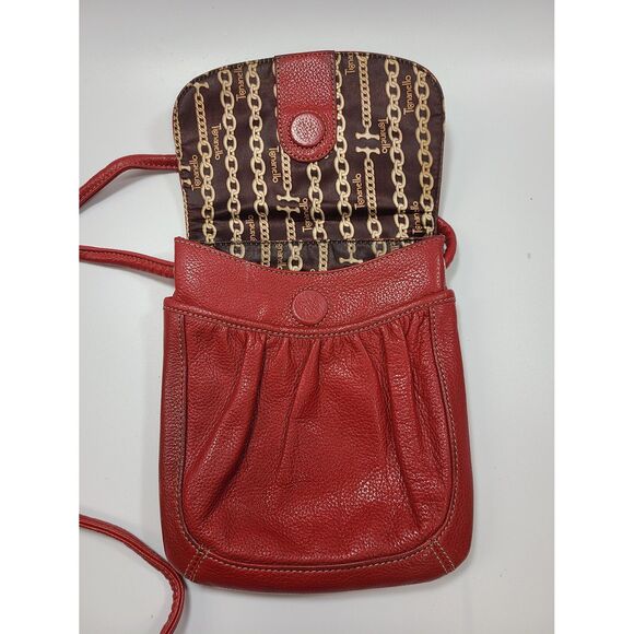 Tignanello Red Leather Crossbody Bag Small Purse Adjustable Strap - Picture 2 of 4